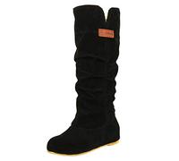 Stivali invernali da donna stivali con tacco alto stivaletti foderati caldi stivali da neve antiscivolo retrò colore puro scarpe casual per uso quotidiano ultra comode scarpe a piedi nudi meglio, Nero