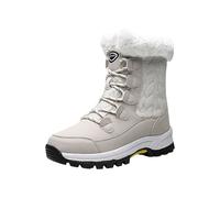 Stivali invernali da donna, stivali da neve invernali, da donna, invernali, nord-est, grandi dimensioni, per attività all'aperto, da viaggio, ispessiti, alti e spessi, colore: marrone, bianco, 39 EU