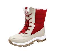 Stivali invernali da donna, stivali da neve invernali, da donna, invernali, nord-est, grandi dimensioni, per attività all'aperto, da viaggio, ispessiti, alti e spessi, colore: marrone, Colore: rosso