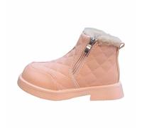 Stivali invernali da ragazza, in pelle, con tomaia alla caviglia, foderati in pile, interni comodi, per la scuola, scarpe invernali, costruzione calda, look alla moda, abbigliamento casual, età da 2 a