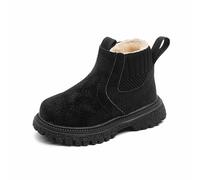 Stivali invernali da ragazza, suola morbida, stivali alla moda per bambini in stile inglese, ideali per attività all'aperto casual, Nero , 28 EU