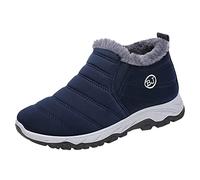 Stivali invernali da uomo da donna, impermeabili, caldi, per il freddo, con lacci, termici, alla caviglia, antiscivolo, foderati in pelliccia, impermeabili, stivali invernali da trekking, Blu, 40 EU