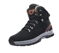 Stivali invernali da uomo foderati caldi con suola antiscivolo stivali da neve in pelle artificiale con lacci alti stivali invernali alla caviglia, Nero , 39 2/3 EU