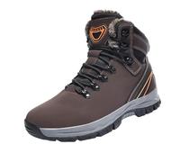 Stivali invernali da uomo foderati caldi con suola antiscivolo stivali da neve in pelle artificiale con lacci alti stivali invernali alla caviglia, Marrone, 42 1/3 EU