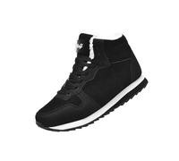 Stivali invernali da uomo, foderati in caldo camoscio artificiale, suola antiscivolo, stivali da neve con lacci, Nero , 39 1/3 EU