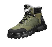 Stivali invernali da uomo, foderati, in pelle artificiale, con lacci, suola antiscivolo, stivali da neve, stivali alti alla caviglia, scarpe invernali, Jn, 39 1/3 EU