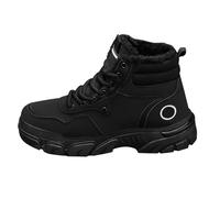 Stivali invernali da uomo, foderati, in pelle artificiale, con lacci, suola antiscivolo, stivali invernali, Nero , 41 1/3 EU