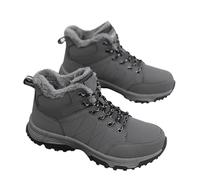 Stivali invernali da uomo, foderati in pelle artificiale, impermeabili, con lacci, suola antiscivolo, stivali da neve alti alla caviglia, scarpe invernali, Grigio, 40 2/3 EU