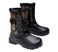 Stivali invernali da uomo, foderati in pelliccia, impermeabili, con lacci, con tasca, in finta pelle, a metà polpaccio, scarpe da neve con fodera calda, comode scarpe invernali casual, Verde, 42 1/3