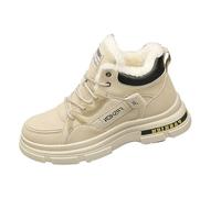 Stivali invernali da uomo, foderati in pile caldo, in pelle artificiale, suola antiscivolo, stivali da neve con lacci, scarpe invernali, cachi, 42 1/3 EU