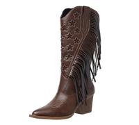 Stivali Invernali Donna,Stivali Donna Alti Fino alla Coscia Casual Western Scarpe di Media Altezza Cowboy Stivaletto con Plateau Lunghi Texani Stivaletti Traforati