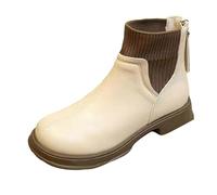 Stivali Invernali Donna Texani,Stivali Bianchi,Antiscivolo Stivaletti Invernali in Pelle Bassi Stivali Bianchi 41 Western Scarpe Stivaletti Trekking Arricciati Stivaletto