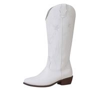 Stivali Invernali Donna Texani,Stivali Donna Biker Neri Eleganti Cowboy Scarpe di Media Altezza Cowboy Stivaletto con Tacco a Blocco Texani Stivaletti con Fibbie Anfibi