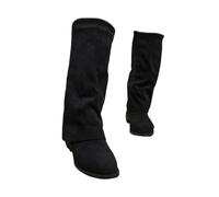 Stivali Invernali Lunghi da Donna con Tacco A Blocco Boots da Equitazione Slip-on in Pelle Scamosciata Stivali di Transizione for L'outdoor Boots da Cowboy Western Medievali retrò(Black,38 EU)