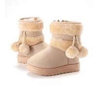 Stivali invernali Mi-Mollet per bambini, fodera in finta pelliccia calda, per ragazzi e ragazze, modello classico da neve, beige, 30 EU