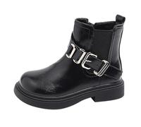 Stivali invernali per bambini, da donna, alla moda, con cerniera, in velluto, caldi, per bambini, in pelle, con fondo morbido, 36, Nero , 26 EU
