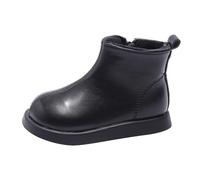 Stivali invernali per bambini Girl Winter Baby Shoes Round Toe Ankle Boots Fashion Side Zipper Cotton Boots Soft Leather Plush Children's Boots Stivali invernali per bambini 31, Nero , 25.5 EU