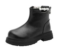 Stivali invernali per bambini invernali per bambini Little Girls Temperament Beaded Princess Boots Fashion Trendy Style Back Zipper Girls Fashion Warm Boots Invernali 29, Nero , 26 EU