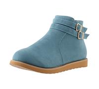 Stivali invernali per le donne UK Midi Top Scarpe con fondo spesso Punta rotonda Fibbia in metallo Stivali in pelle scamosciata termica tinta unita Stivali leggeri Casual Comfort Stivaletti Fuoco E