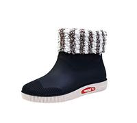 Stivali invernali Scarpe da pioggia da donna a tubo corto di acqua termale scarpe studenti scarpe quotidiane impermeabili calde stivali da pioggia vintage scarpe da donna, Nero , 38 EU
