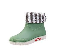 Stivali invernali Scarpe da pioggia da donna a tubo corto di acqua termale scarpe studenti scarpe quotidiane impermeabili calde stivali da pioggia vintage scarpe da donna, verde, 39 EU