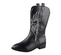 Stivali Invernali,Stivali Texani Donna Invernali 42 Casual Western Scarpe di Media Altezza Cowboy Stivaletto con Tacco a Blocco Texani Stivaletti con Suola Antiscivolo