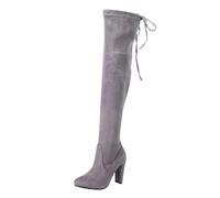 Stivali lunghi alti da donna - al ginocchio tacchi a spillo eleganti chiusura lacci posteriore in pelle morbida confortevole scarpe autunno inverno