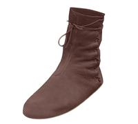 Stivali medievali da donna, alla caviglia, piatti, larghi, con lacci, tacco basso, stile casual, retrò, con suola antiscivolo, calzature da esterno per teatro, film e teatro, Marrone, 39.5 EU