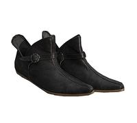 Stivali medievali da donna - Scarpe singole piatte in pelle PU con fibbia regolabile per cintura - Stivaletti Renaissance Larp Boots Retro in pelle per uomini e donne (34)