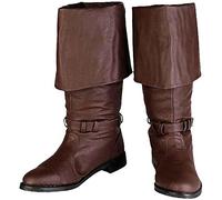 Stivali medievali in pelle - Rinascimentale medievale Cosplay Halloween stivali da donna uomo a metà polpaccio - stivali lunghi classici piatti jazz stivali per cosplay (marrone46)
