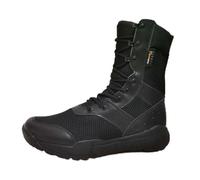 Stivali Militari Stringati Alti E Traspiranti Comodi Estivi da Uomo, Stivali da Combattimento dell'Esercito da Combattimento del Deserto, per L'escursionismo, L'arrampicata in Moto(Black,46 EU)