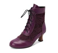 Stivali morbidi da donna a metà polpaccio stivali vestiti con punta a mandorla e tacco alto per l'autunno e l'inverno, Viola 2., 40 EU