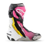 Stivali da moto Alpinestars Supertech R neri-bianchi-rosa-gialli 44