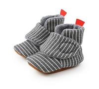 Stivali Neonato Invernali Caldi con Strisce per Bimbi Piccoli Primi Passi Comodi e Morbidi Scarpe per Neonati con Suola Flessibile (Dark Gray, 12-18 Months)