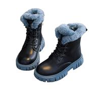 Stivali Neve Bambina Winter Fashion Boots for Girls Thick Warm Faux Fur Snow Boots Soft-Soled Anti-Slippery Fashion Boots Girls(Blue,34)