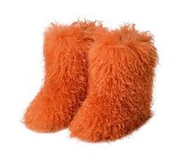 Stivali Neve Pelliccia Sintetica Morbida Scarpe Invernali Soffici e Pelose | Moda Scamosciato Stivaletti Bassi da Donna Foderati - Caldi, Al Polpaccio, Comodi per l'Esterno con Suola Piatta