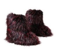 Stivali Neve Pelliccia Sintetica Morbida Scarpe Invernali Soffici e Pelose | Moda Scamosciato Stivaletti Bassi da Donna Foderati - Caldi, Al Polpaccio, Comodi per l'Esterno con Suola Piatta