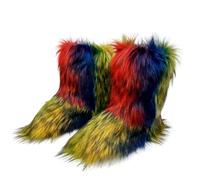 Stivali Neve Pelliccia Sintetica Morbida Scarpe Invernali Soffici e Pelose | Moda Scamosciato Stivaletti Bassi da Donna Foderati - Caldi, Al Polpaccio, Comodi per l'Esterno con Suola Piatta