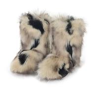 Stivali Neve Pelliccia Sintetica Morbida Scarpe Invernali Soffici e Pelose | Moda Scamosciato Stivaletti Bassi da Donna Foderati - Caldi, Al Polpaccio, Comodi per l'Esterno con Suola Piatta