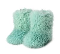 Stivali Neve Pelliccia Sintetica Morbida Scarpe Invernali Soffici e Pelose | Moda Scamosciato Stivaletti Bassi da Donna Foderati - Caldi, Al Polpaccio, Comodi per l'Esterno con Suola Piatta