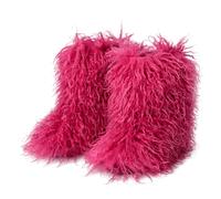Stivali Neve Pelliccia Sintetica Morbida Scarpe Invernali Soffici e Pelose | Moda Scamosciato Stivaletti Bassi da Donna Foderati - Caldi, Al Polpaccio, Comodi per l'Esterno con Suola Piatta