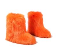 Stivali Neve Pelliccia Sintetica Morbida Scarpe Invernali Soffici e Pelose | Moda Scamosciato Stivaletti Bassi da Donna Foderati - Caldi, Al Polpaccio, Comodi per l'Esterno con Suola Piatta