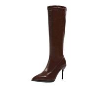 Stivali Overknee Marroni da Donna Sexy e con Punta Affusolata con Tacco Alto e Cerniera Laterale Sono Perfetti per Un Look Audace e Invernale da Donna Stivali Lunghi Donna