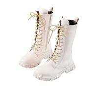 Stivali per Bambine e Ragazze con Lacci Dorati Stivaletti a metà Polpaccio da Bambina Lacci con Cerniera Laterale alla Moda Stivali da Cosplay Gotico Steampunk Scarpe da Scuola