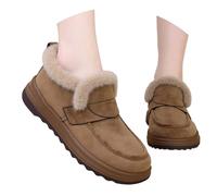 Stivali per l'inverno all'aperto in ricche tonalità mélange, Punta Tonda e Suola Piatta per Comfort e Calore. (Khaki, 38)