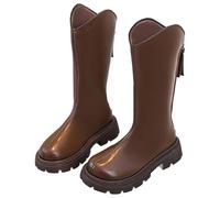 Stivali Ragazza Invernali - Invernali da Bambina Caldi E Foderati in Pile Lunghi per Bambine Casual Alti Fino al Ginocchio Antiscivolo Resistenti dai 35 Ai 12 Anni (Brown 345 Big Kids)