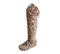 Stivali Sopra Il Ginocchio Con Plateau Da Donna Stringate Boots Lunghi Elasticizzati Zeppa Stivale Retrò Scarpe Con Lacci E Stampa Leopardata Tacchi Alti Stivaletti Comode Per Autunno Inverno