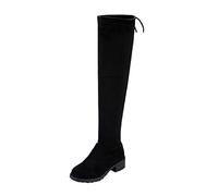 Stivali sopra il ginocchio, da donna, foderati, caldi, da donna, invernali, a gambo lungo, da equitazione, da cowboy, da lavoro, per autunno e inverno, Nero , 37 EU