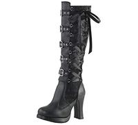 Stivali sopra il ginocchio da donna, stile vintage, gotico, con fibbie, con tacchi alti, con chiusura lampo, stivali lunghi al ginocchio, stivali da equitazione, taglia 35-43