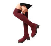 Stivali Sopra Il Ginocchio Lavorati A Maglia Scarpe Slip-on Elasticizzate | Da Donna For L'autunno Eleganti Stivali Chelsea Con Gambale Lungo E Tacco Largo Tacchi Alti Taglie Forti